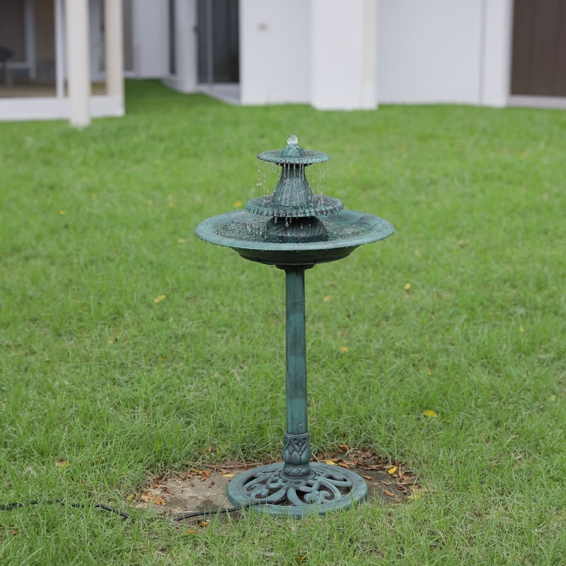Tall Pedestal Outdoor Fountain Elegant Garden Electric Birdbath For Patio Backyard Decor 6