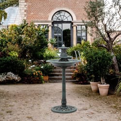 tall pedestal outdoor fountain – elegant garden electric birdbath for patio & backyard decor