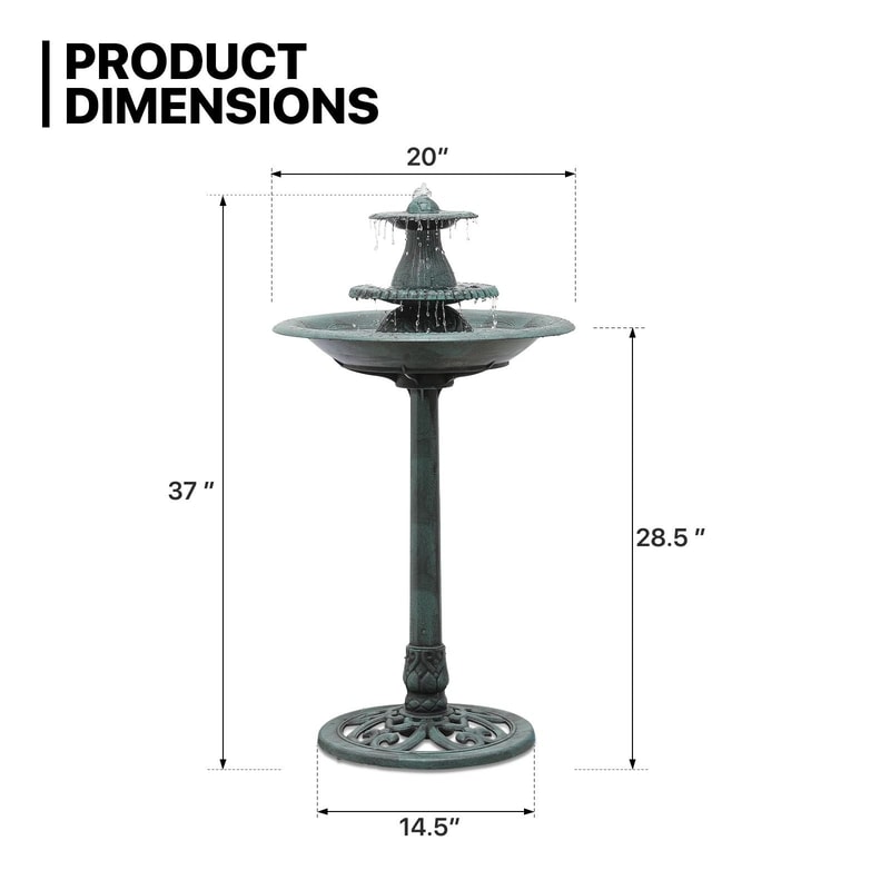 Tall Pedestal Outdoor Fountain Elegant Garden Electric Birdbath For Patio Backyard Decor 7