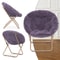 Purple Folding Saucer Chair With Faux Fur Padded Seat Metal Frame 1