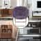 Purple Folding Saucer Chair With Faux Fur Padded Seat Metal Frame 2