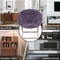 Purple Folding Saucer Chair With Faux Fur Padded Seat Metal Frame 2