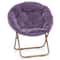 Purple Folding Saucer Chair With Faux Fur Padded Seat Metal Frame 8