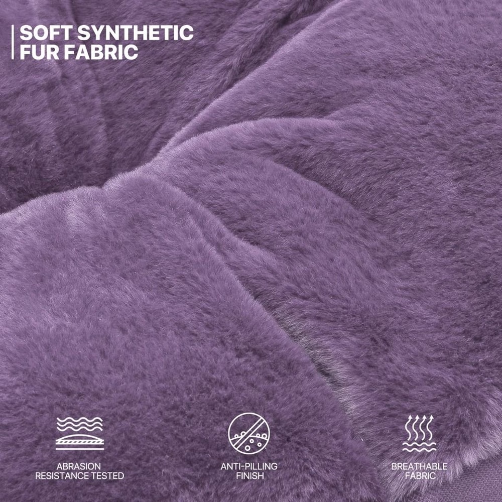 Purple Folding Saucer Chair With Faux Fur Padded Seat Metal Frame 6