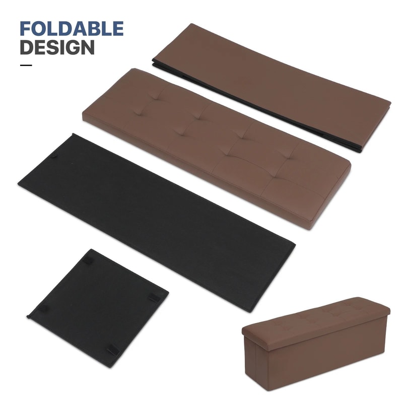 Fabric Storage PU Leather Upholstered Lift Top Footrest With Ample Storage 2