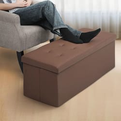 fabric storage – leather upholstered lift top footrest with ample storage