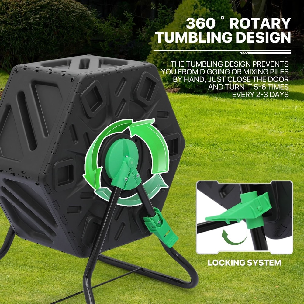 Compact Compost Bin Single Chamber Tumbler Efficient Weatherproof Composter 4