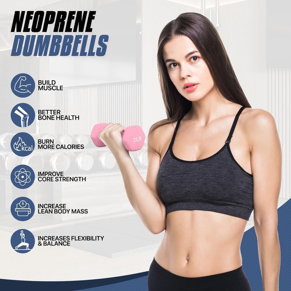 Easy Grip Neoprene Coated Dumbbells Home Gym Strength Training For All Fitness Levels 3