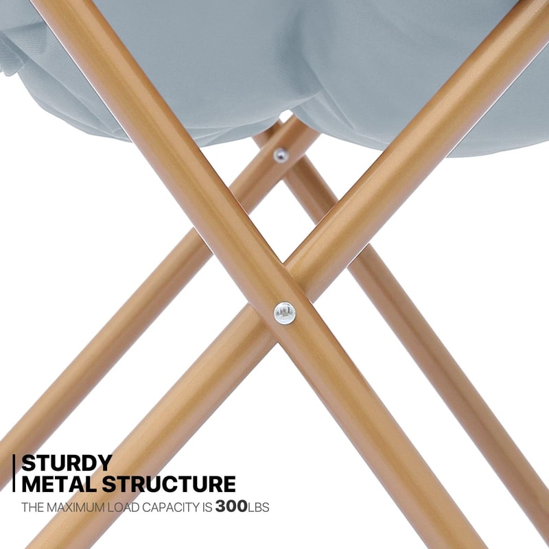 Cozy Foldable Saucer Chair With Faux Fur Upholstery Oversized Moon Lounge Seat 4