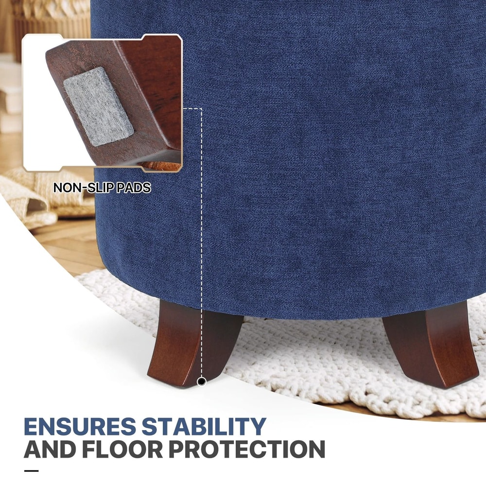 Round Storage Soft Padded Lift Top Footstool With Removable Lid 1