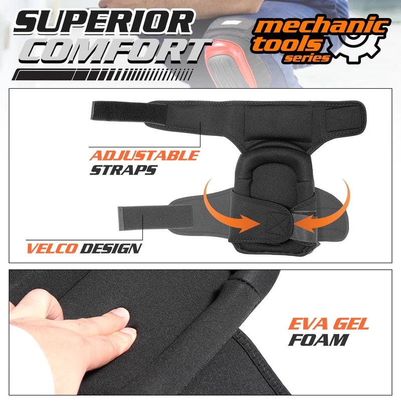 Adjustable Strap Knee Pads For Construction DIY Foam TPR Protection 6