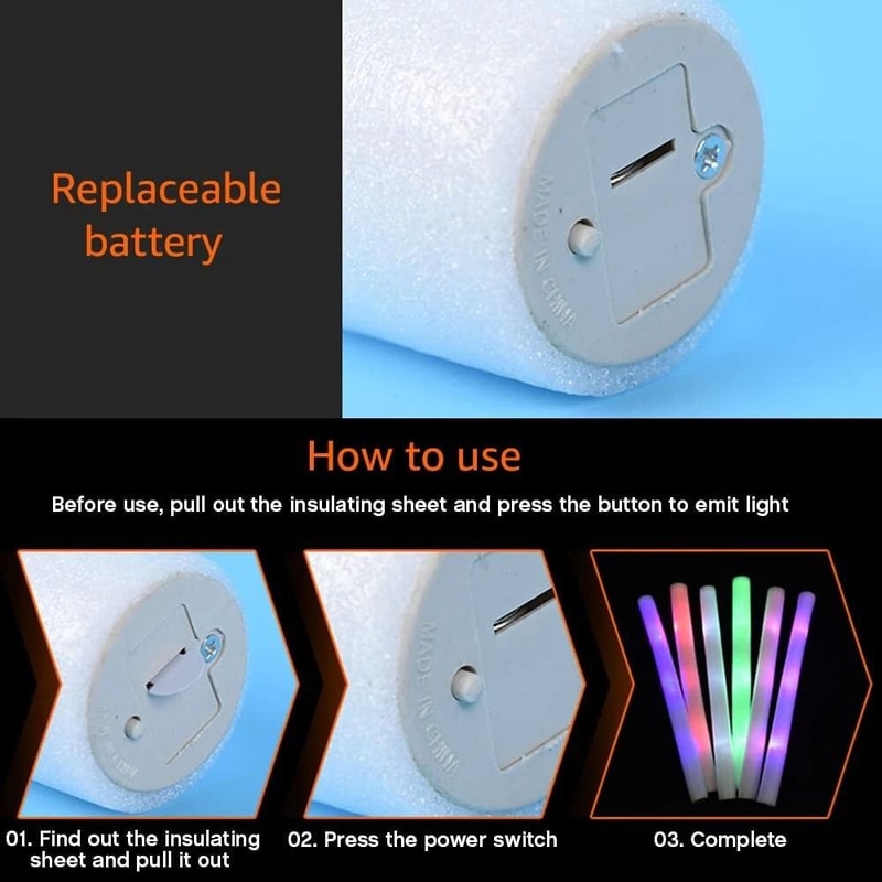 Light Up Foam Sticks Glow Rally Batons DJ Flashing Glow Stick For Parties 6