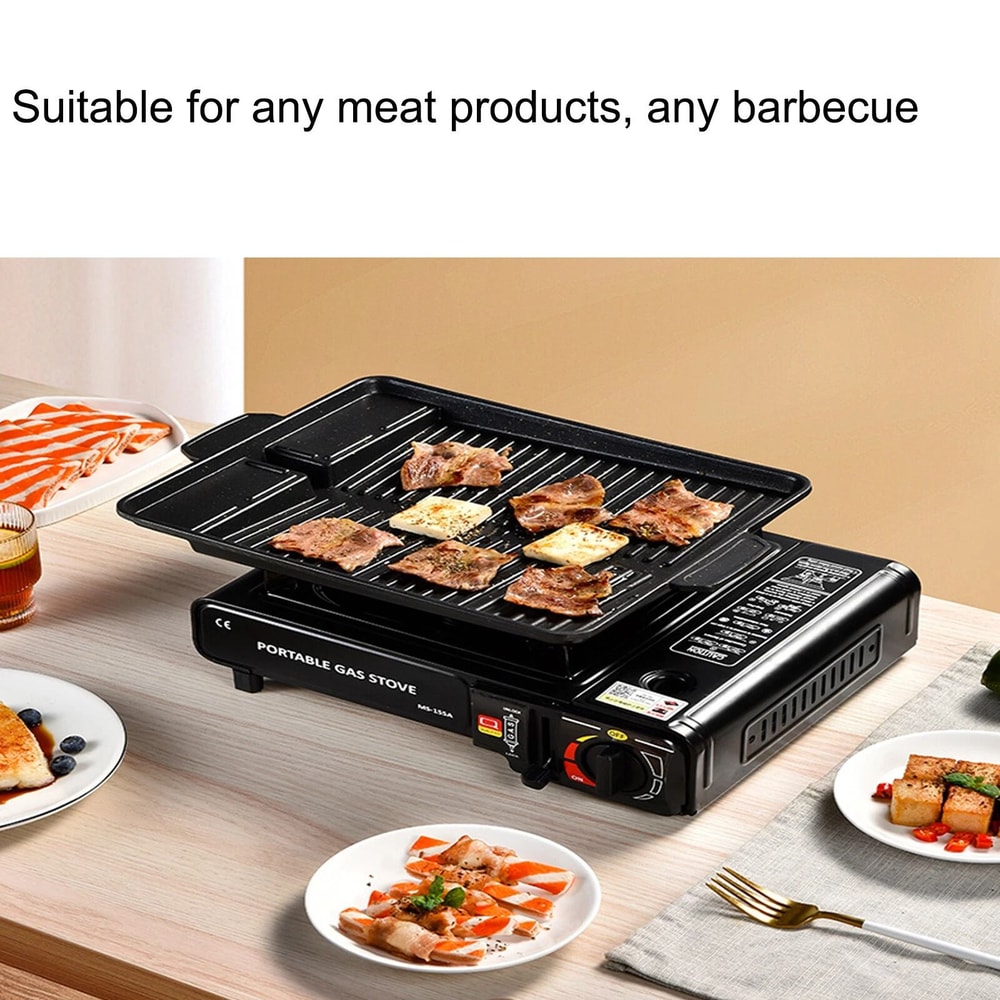 Portable Camping Stove With Windproof BBQ Grill For Outdoor Cooking 4