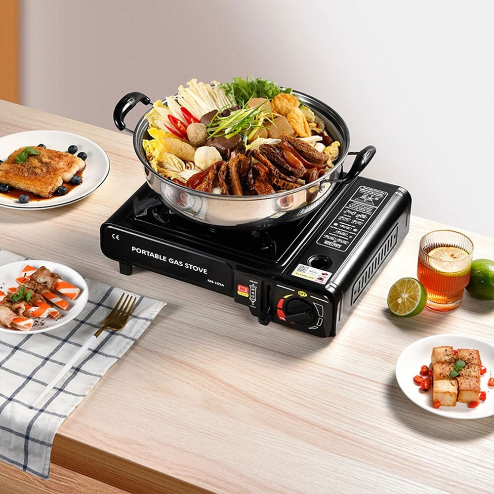 Portable Camping Stove With Windproof BBQ Grill For Outdoor Cooking 0