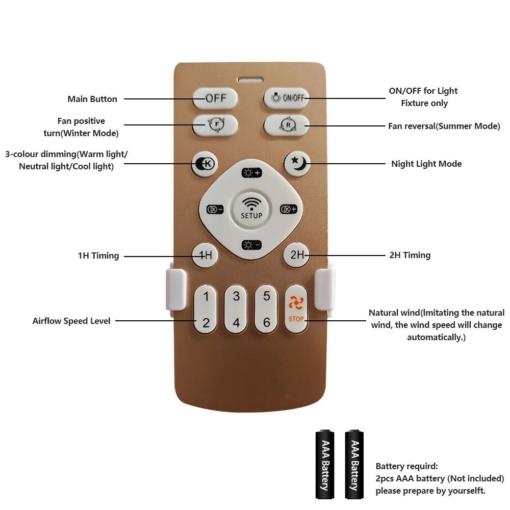 Ceiling Fan With LED Light Large Air Volume Remote Control For Dining Room 6