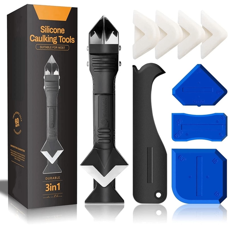 Silicone Caulking Tool Set With Stainless Steel Head 9 Pieces For Seamless Caulking 6