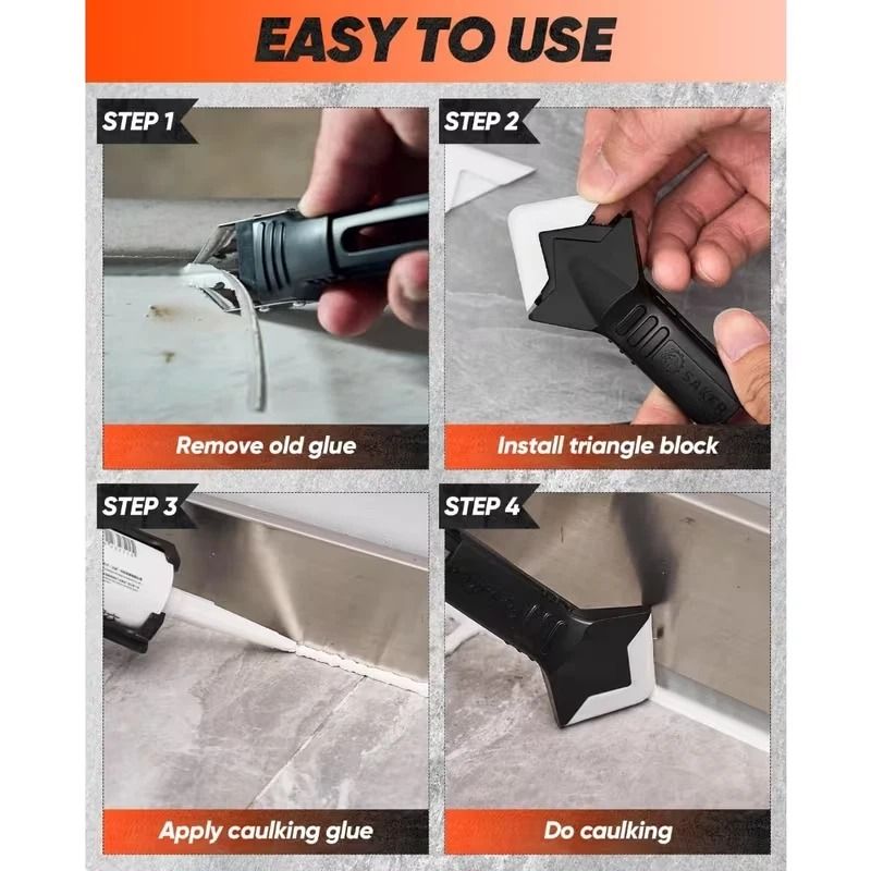 Silicone Caulking Tool Set With Stainless Steel Head 9 Pieces For Seamless Caulking 4