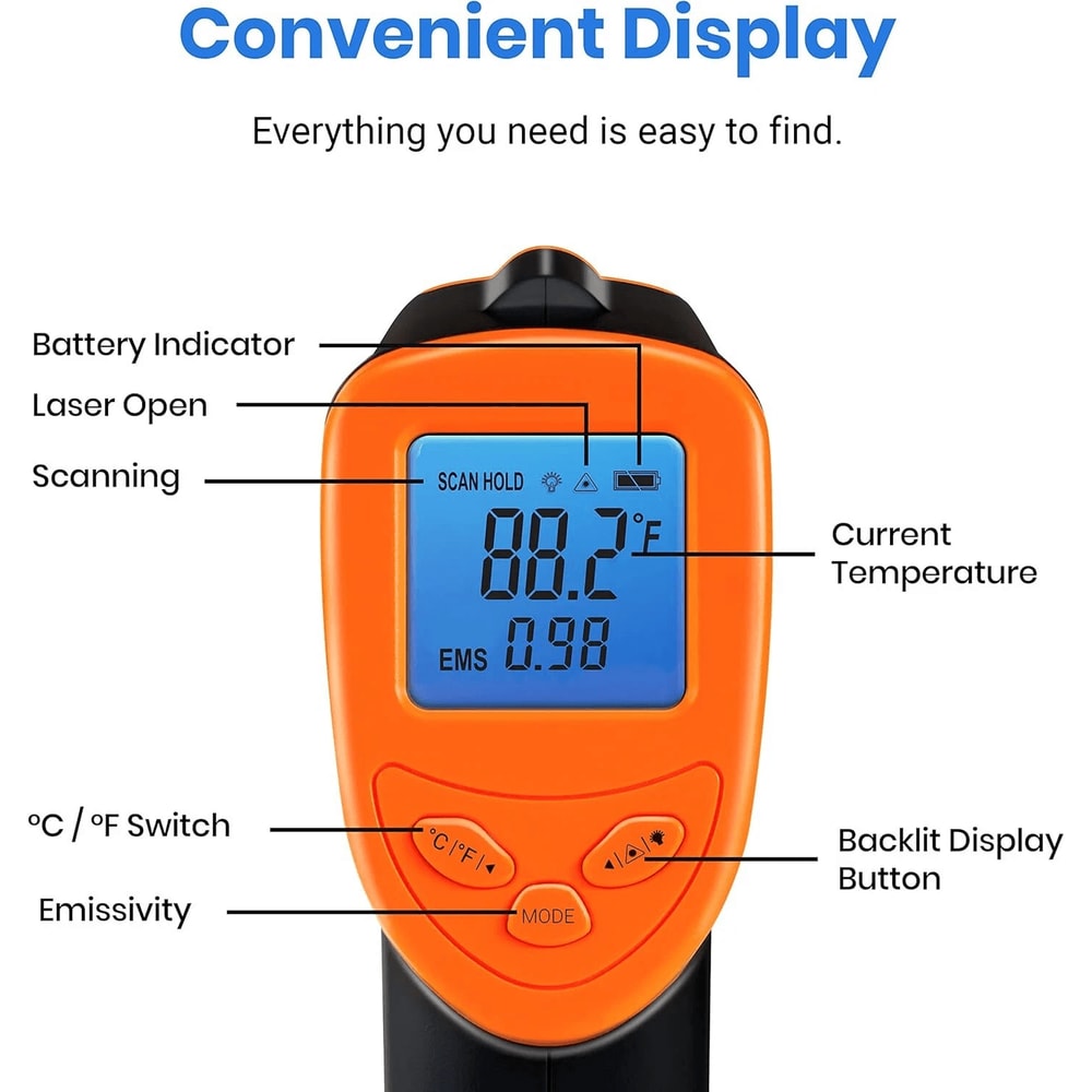 Infrared Laser Thermometer Gun NoContact Digital Temperature Tester For Precise Measurement 3
