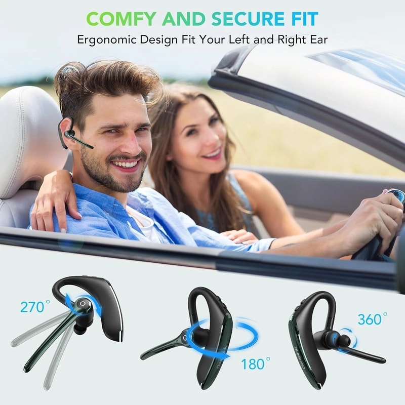 Bluetooth Wireless Earpiece Headset With Noise Cancelling For Drivers And Truckers 2