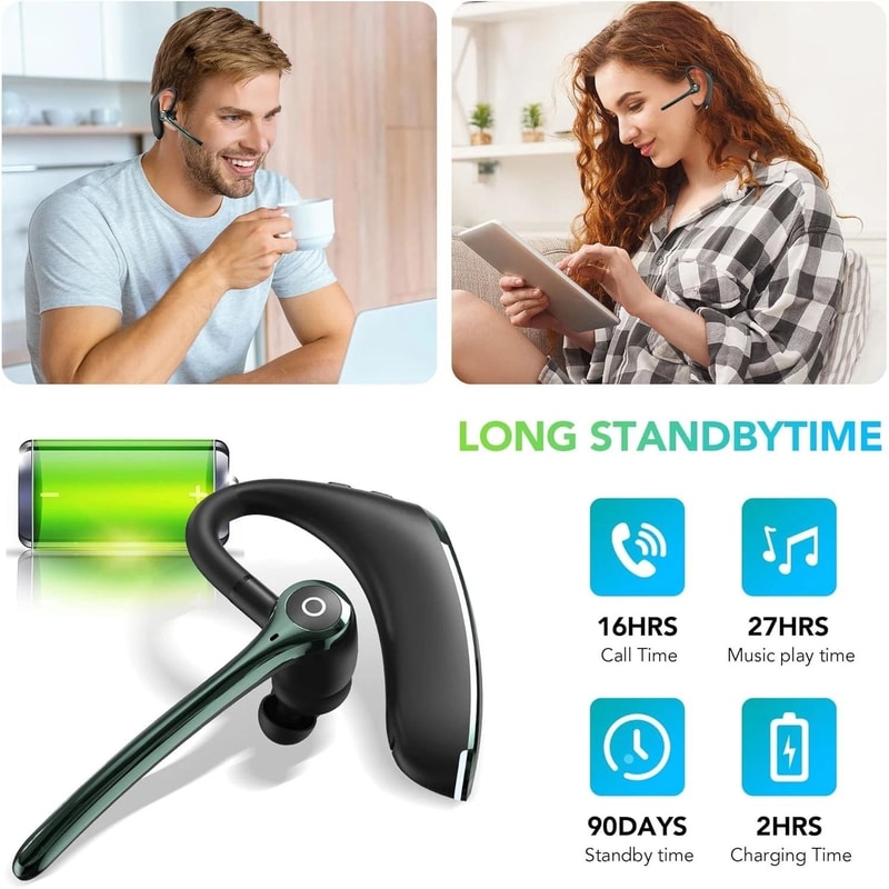 Bluetooth Wireless Earpiece Headset With Noise Cancelling For Drivers And Truckers 6