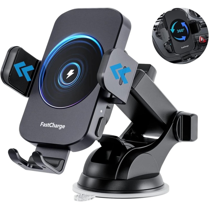 Wireless Car Charger With Magnetic Holder Fast Charging For Dashboard AirVent 0