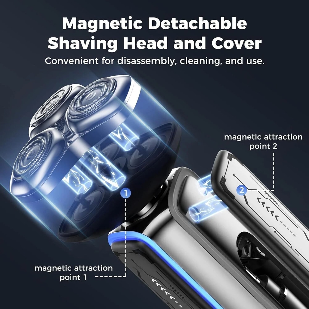 Men Magnetic Electric Shaver With Builtin Nose Trimmer For Precise Grooming 3