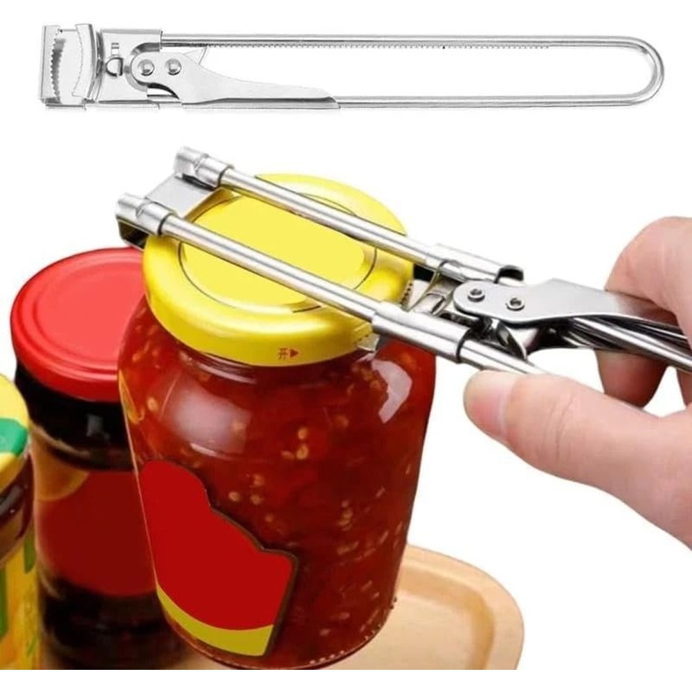 Stainless Steel Adjustable Can Opener Multifunctional Jar Lid Gripper Tool 0