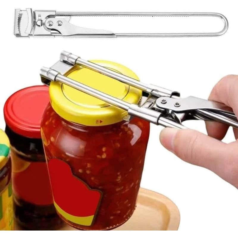 Stainless Steel Adjustable Can Opener Multifunctional Jar Lid Gripper Tool 0