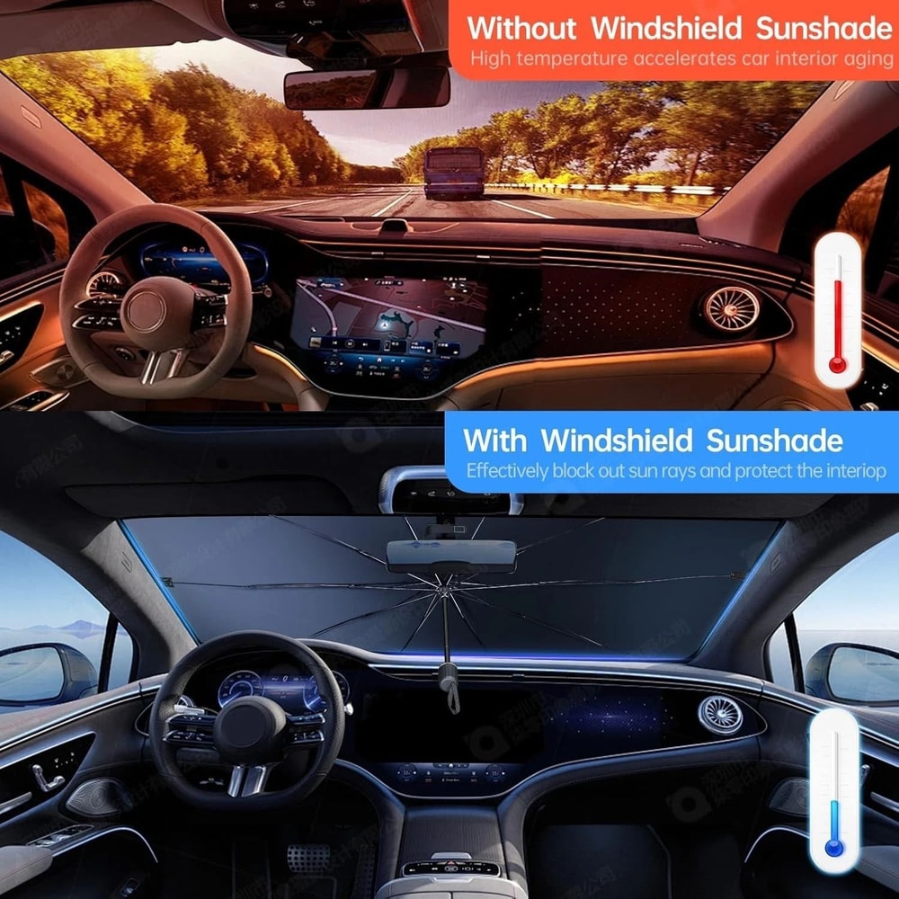 Car Windshield Sun Shade Foldable Umbrella Front Window Cover Visor UV Protection And Heat Insulat 5