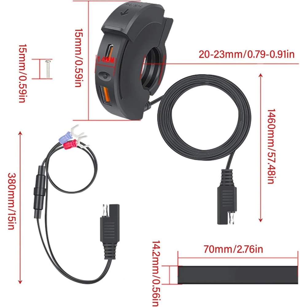 Motorcycle USB Charger Quick Charge For Phones And ATV Devices 3