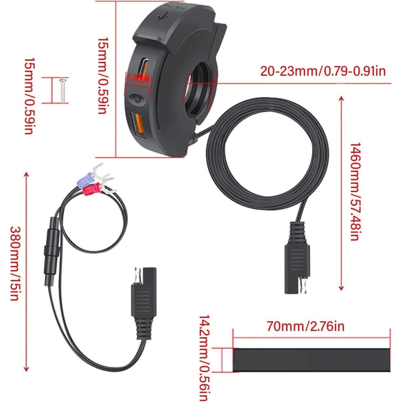 Motorcycle USB Charger Quick Charge For Phones And ATV Devices 3