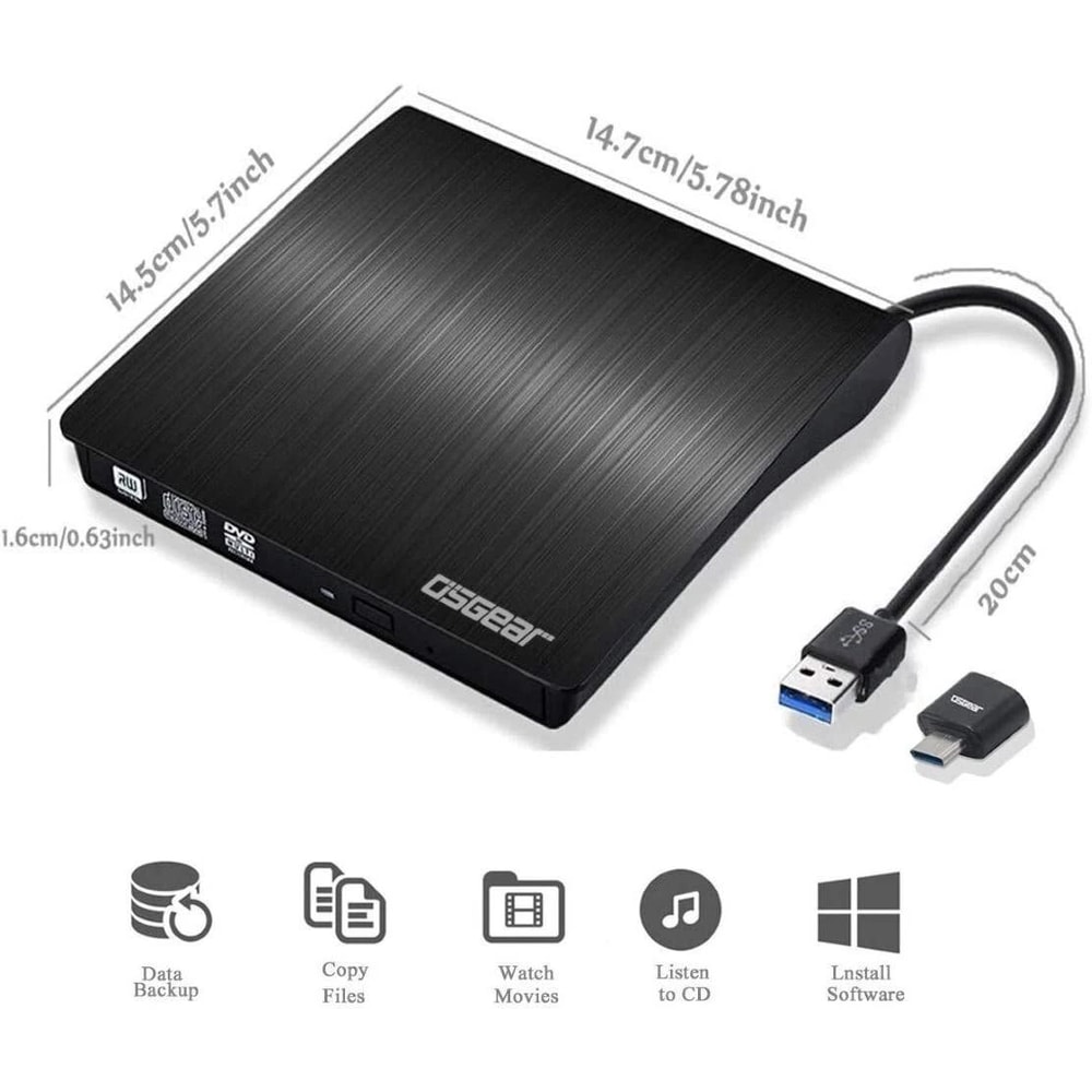 Slim USB External CD DVD Drive Portable DVD RW Burner For Laptop And Desktop 5