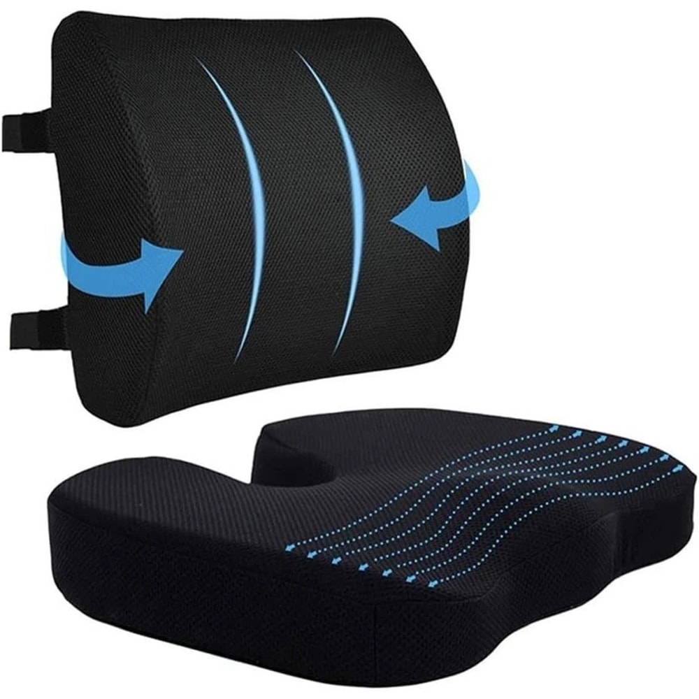 Seat Cushion With Lumbar Support Foam Sciatica Pain Relief Pillow 0