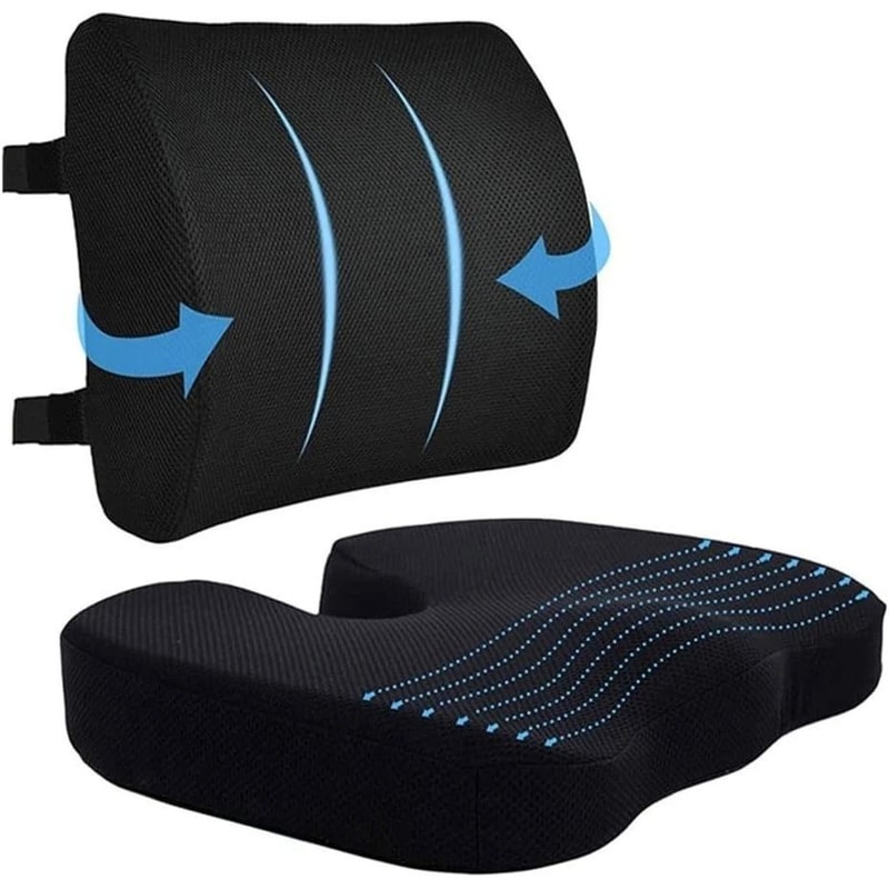 Seat Cushion With Lumbar Support Foam Sciatica Pain Relief Pillow 0