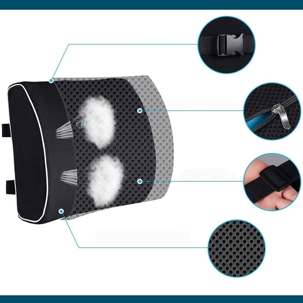 Seat Cushion With Lumbar Support Foam Sciatica Pain Relief Pillow 3