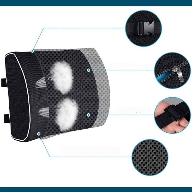 Seat Cushion With Lumbar Support Foam Sciatica Pain Relief Pillow 3