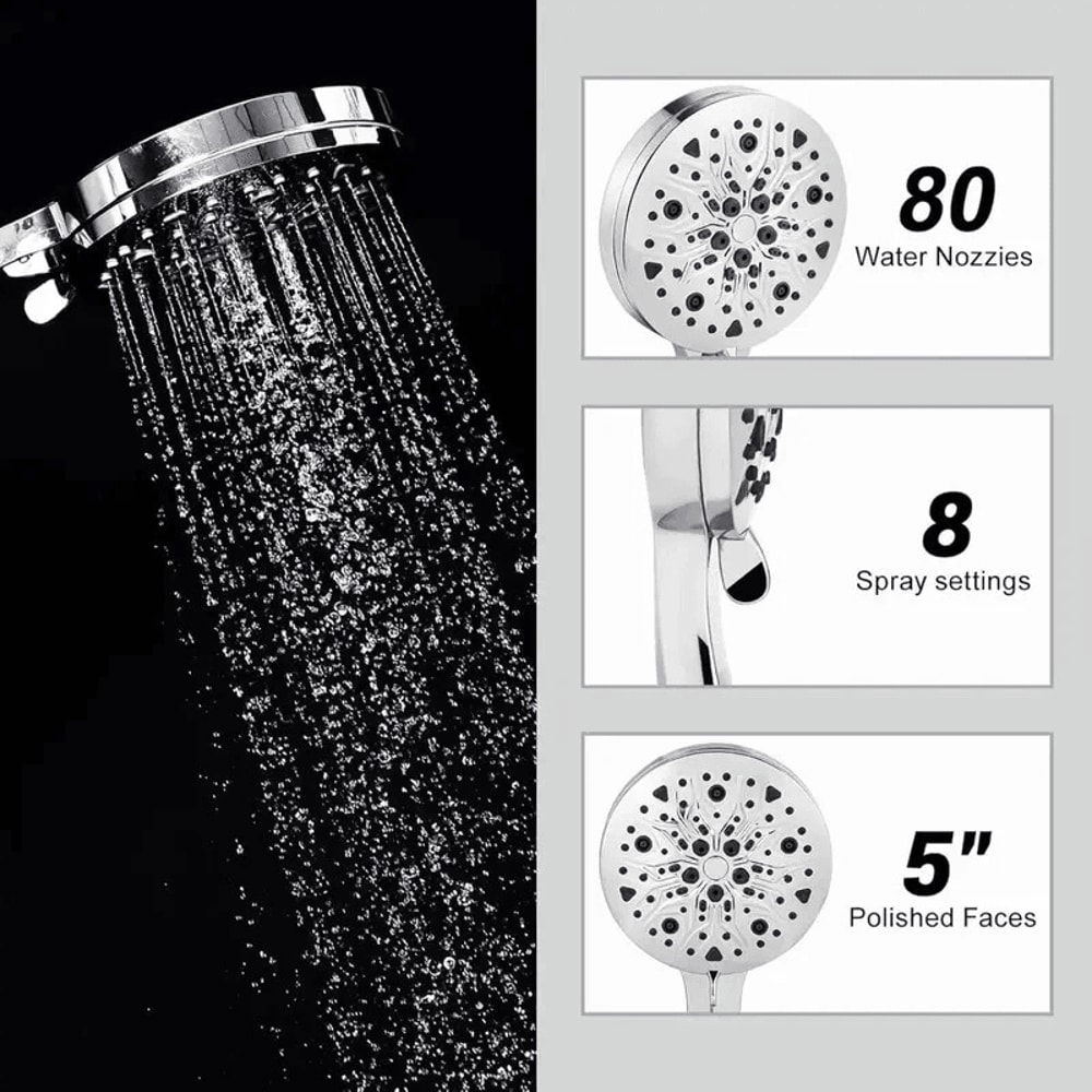 High Pressure Handheld Shower Head With Spray Settings 2