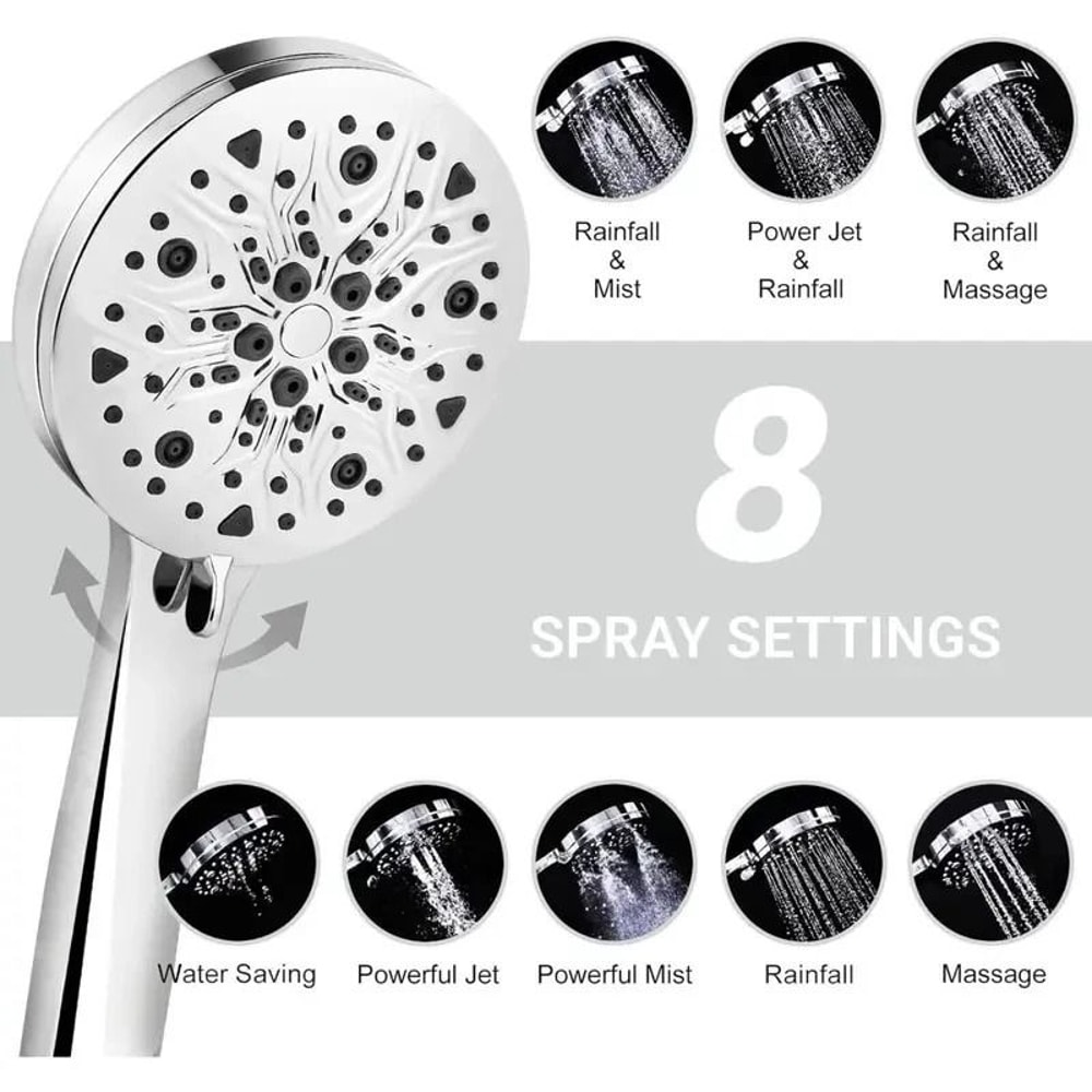 High Pressure Handheld Shower Head With Spray Settings 5