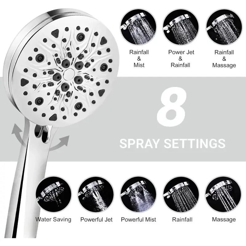 High Pressure Handheld Shower Head With Spray Settings 5