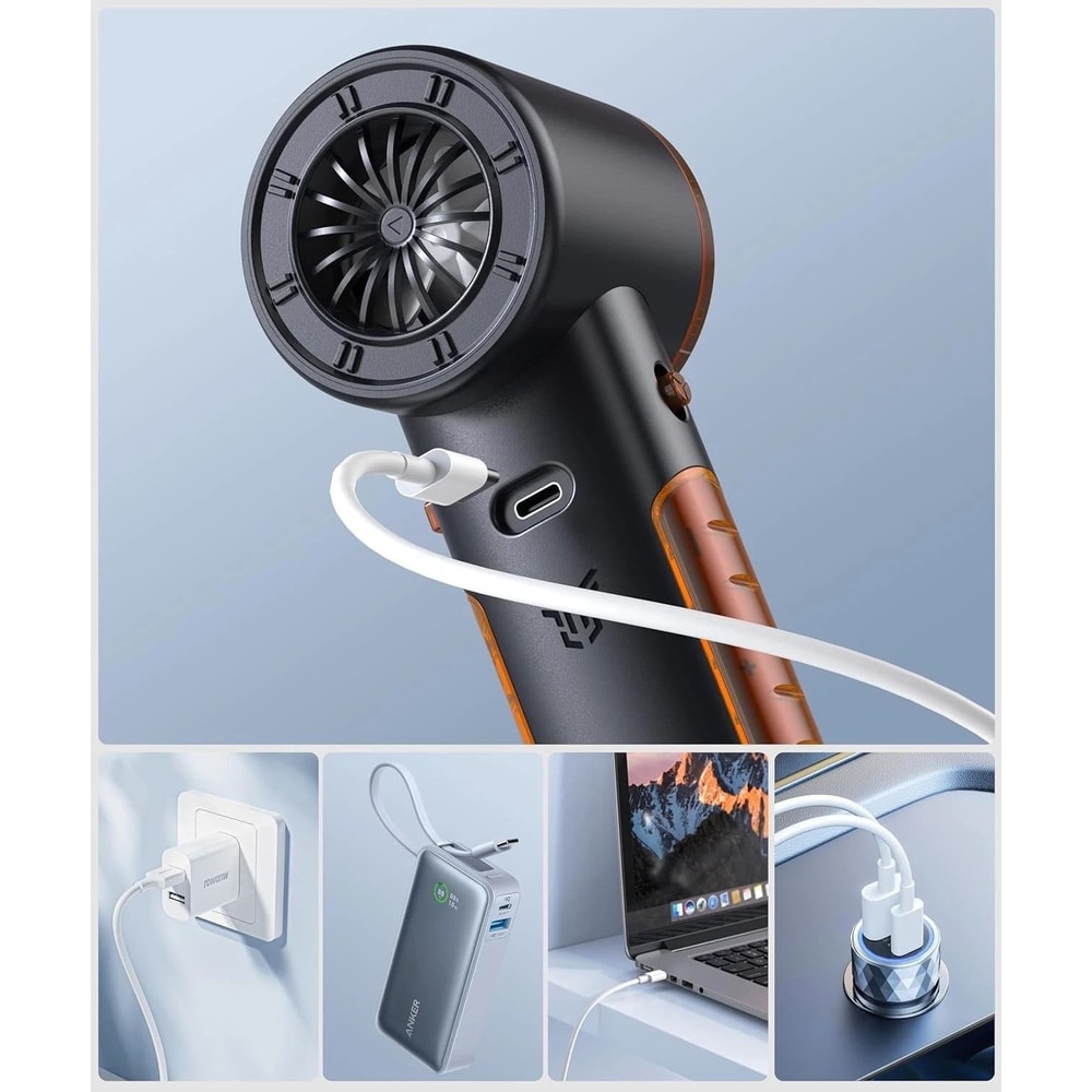 Handheld Turbo Fan With Brushless Motor LED Ice Cooling Air 1