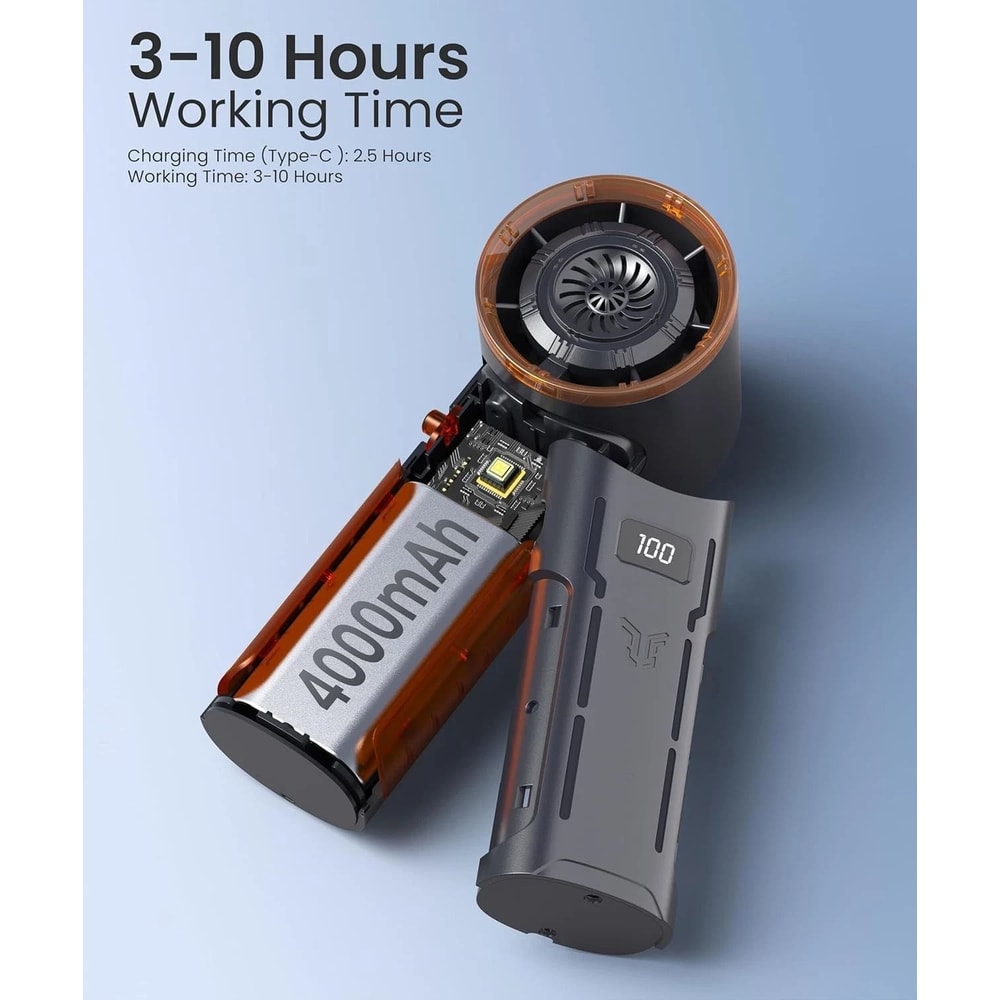 Handheld Turbo Fan With Brushless Motor LED Ice Cooling Air 2