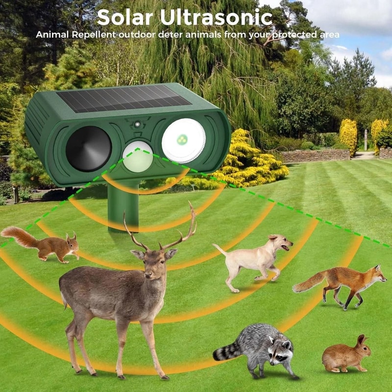 Solar Ultrasonic Animal Repeller For Dogs Cats Squirrels 5