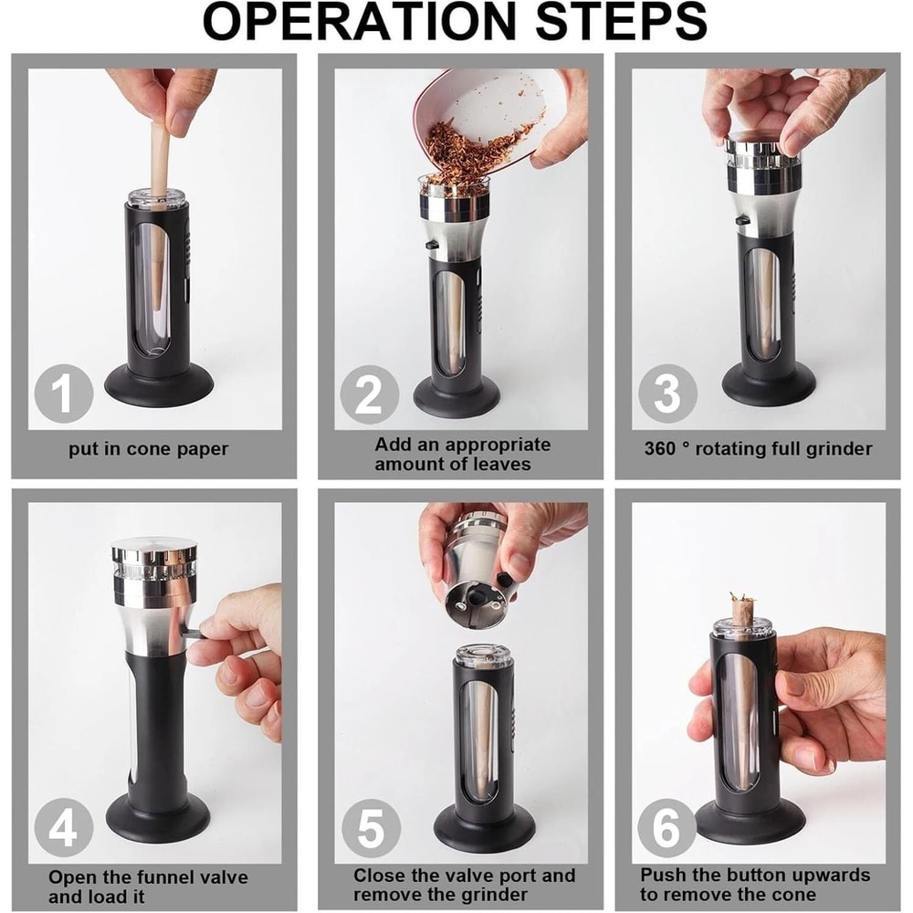 Premium Herb Grinder Cone Loader With Portable Cone Filler Roller 3