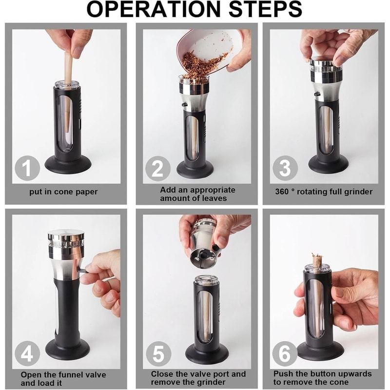 Premium Herb Grinder Cone Loader With Portable Cone Filler Roller 3
