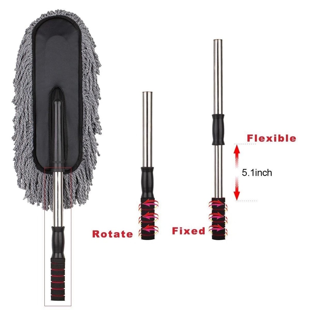 Microfiber Car Cleaning Duster With WaxTreated Brush Plastic Handle Large Size For Home Car Deta 2