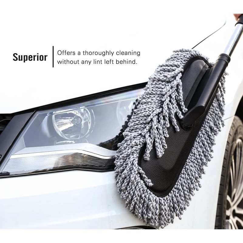Microfiber Car Cleaning Duster With WaxTreated Brush Plastic Handle Large Size For Home Car Deta 5
