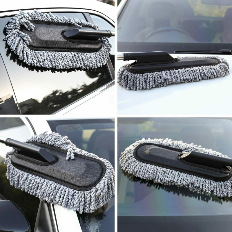 Microfiber Car Cleaning Duster With WaxTreated Brush Plastic Handle Large Size For Home Car Deta 9