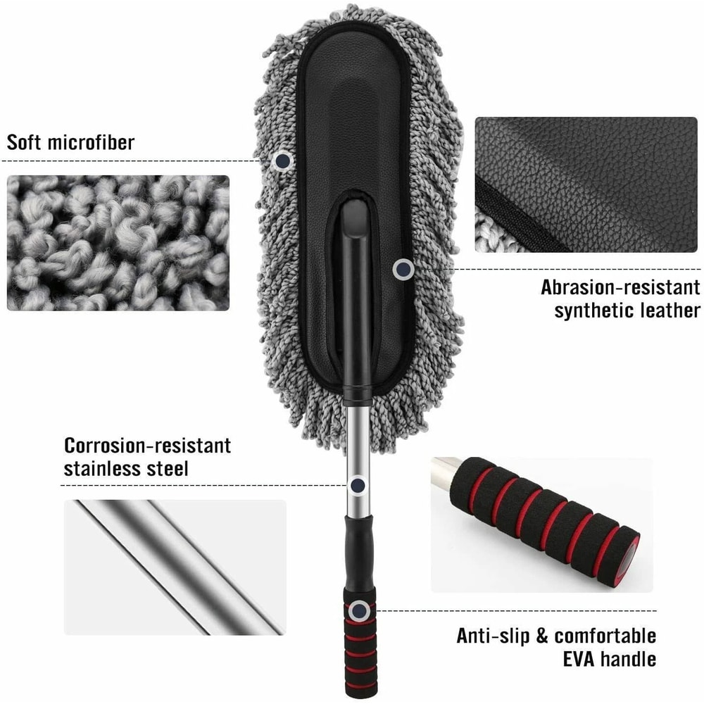 Microfiber Car Cleaning Duster With WaxTreated Brush Plastic Handle Large Size For Home Car Deta 7