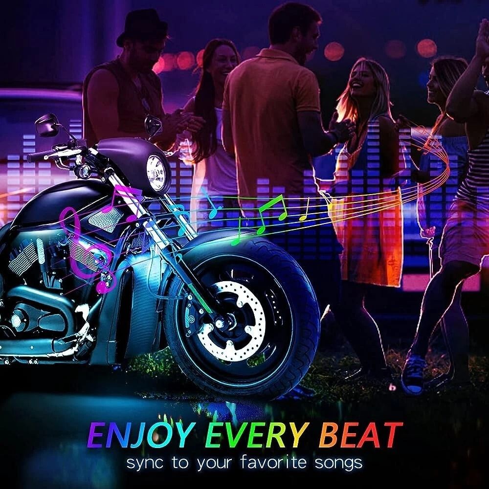 Motorcycle RGB LED Strip Light Under Glow Neon Kit With Bluetooth APP Control 5