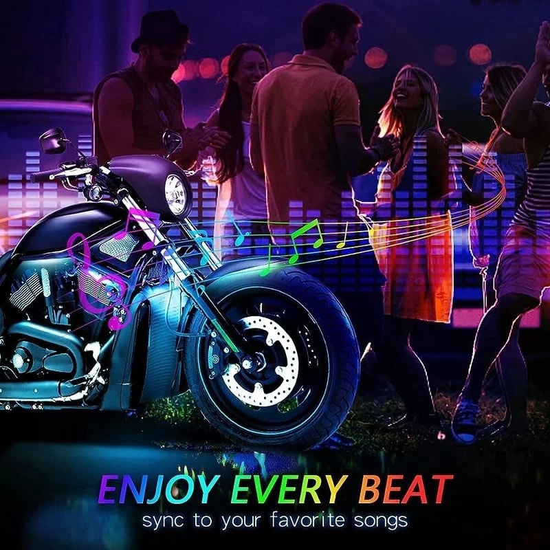 Motorcycle RGB LED Strip Light Under Glow Neon Kit With Bluetooth APP Control 5